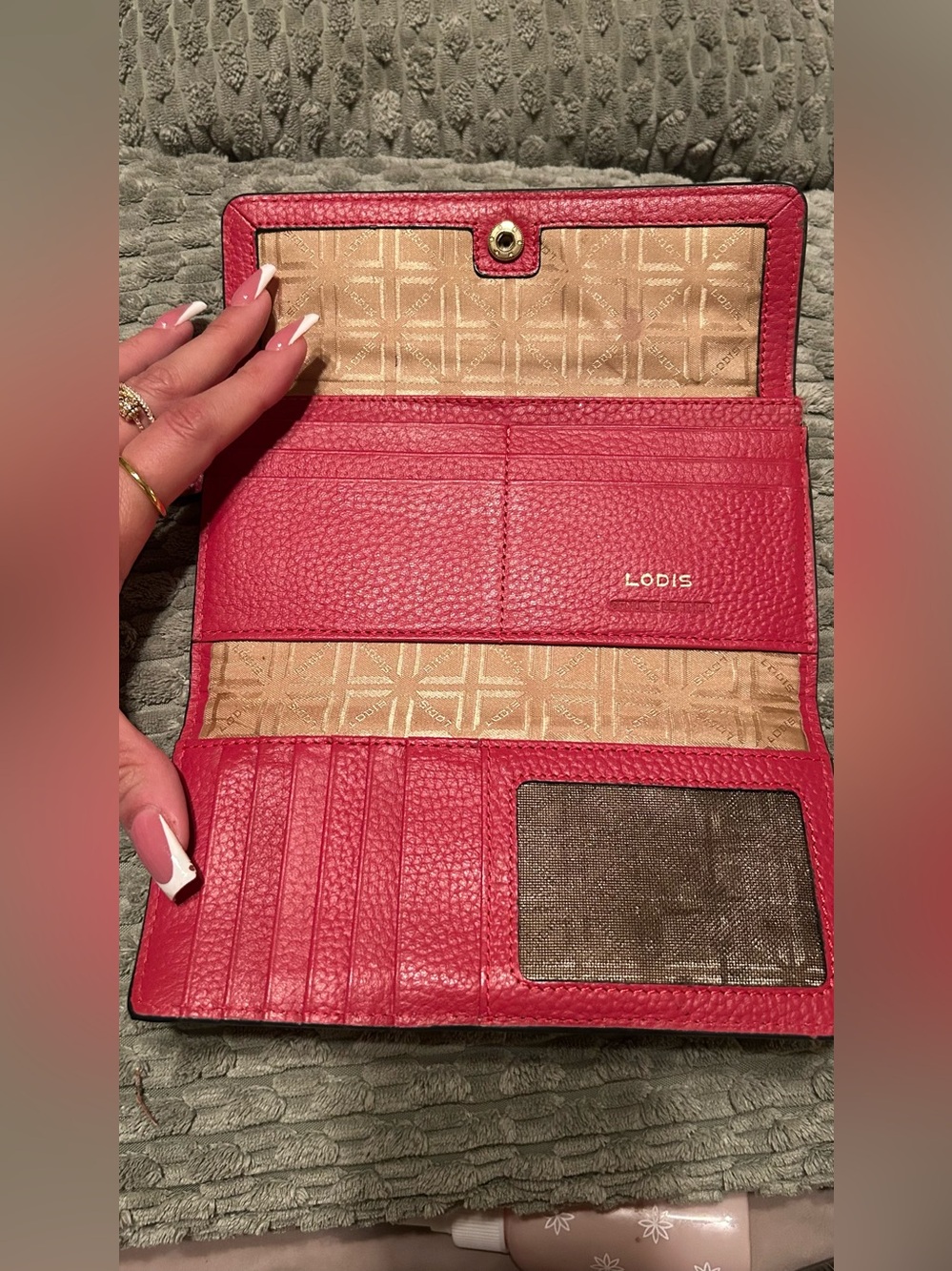 Lodis Pink-Red Leather Continental Wallet